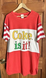 COKE IS IT! Coca Cola Sleepshirt Short Sleeve Sleep Wear One Size Vintage 1980s - Picture 1 of 10