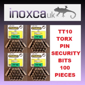 100 TT10 TORX PIN HOLE BIT BRAND NEW STANLEY ANTI TAMPER SECURITY TX10 T10 25mm - Picture 1 of 1