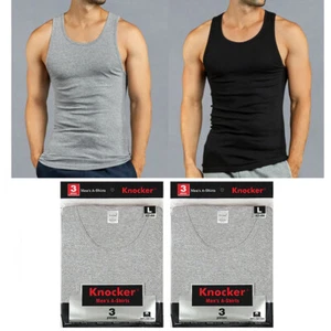 Pack of 6 Men's Tank Tops 100% Cotton AShirt Ribbed Undershirts Black and Gra - Picture 1 of 1