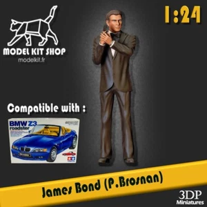 1:24 - Figurine : James Bond (P.Brosnan) - Compatible BMW Z3 Roadster TAMIYA - Photo 1/3