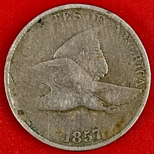 1857 FLYING EAGLE CENT, FILLED DIES ERROR - Picture 1 of 2