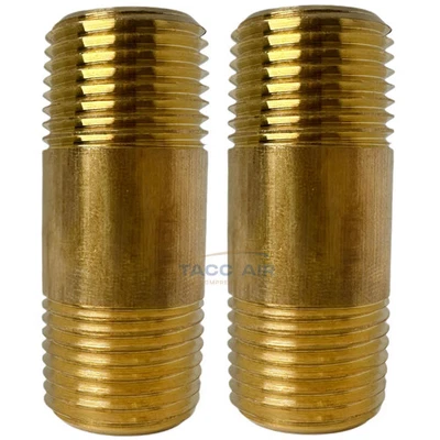 2 Pack 1/2" Male NPT X 2" Long Pipe Nipple 3/4" Extension Threaded Fitting Brass - Image 1 of 4