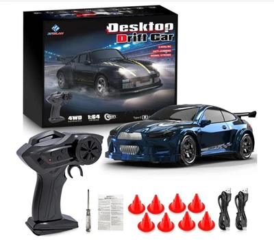1:64 Scale RC Drift Car, Mini Rc Cars 2.4GHz 15km/h 4WD Remote Blue - Image 1 of 4