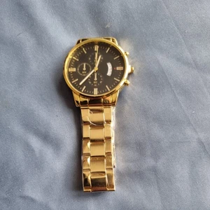 Watch Men Gents Gold Plated Bracelet - Picture 1 of 2