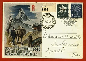 SUISSE, JOURNEE DU TIMBRE 1946, ANNULLO SION, 2 STAMPS    m - Picture 1 of 1