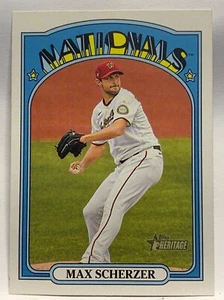 Topps Heritage 181 Max Scherzer 2021 imagen de acción variación Nationals (i224) - Imagen 1 de 2
