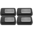  4 pcs Mini Tinplate Box Badge Storage Box With Clear Window Empty Tin Storage