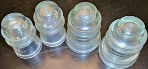 4 GLASS INSULATOR LOT OF FOUR HEMINGRAY 2 17 & 2 54 Vintage Antique - Picture 1 of 2