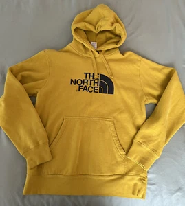 North Face Hoodie Mens Small Yellow Mustard Pullover Sweatshirt - Picture 1 of 6