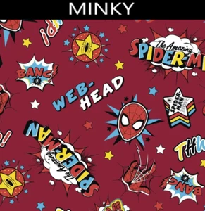 Marvel Comics Spider Man Pow Minky Chamois 58" Fabric by the Yard - Picture 1 of 1