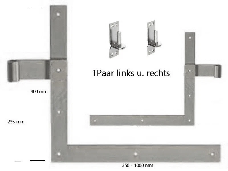 TURCK 1 PAAR Winkelband, Türband,Ladenband mit Kloben für 16 mm Dorn, hell verzinkt
