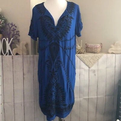 Vestido bordado azul Lucky Brand talla M nuevo con etiquetas Foto 1 de 4