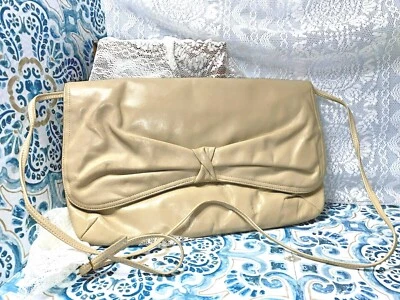 VTG Supple Morris Moskowitz Genuine Leather Evening Purse Bag Tan Beige Leather - Изображение 1 из 4