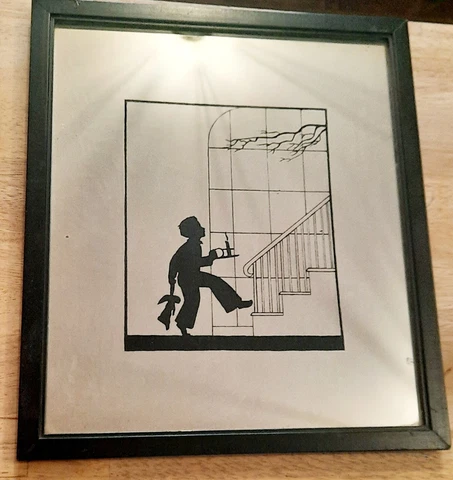 Mirror Silhouette 15" By 13" Velveteen Rabbit Peter Pan Candlestick Stairs Vtg Cover