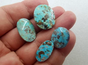 4 türkisfarbene Neyshabur Matrix Cabochons, nicht stabilisiert, große Menge verfügbar - Bild 1 von 6