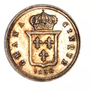 REGNO DELLE DUE SICILIE Ferdinando II 1/2 Carlino 1838 Periziata SPL/qFDC - Imagen 1 de 2