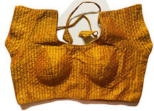 Readymade Designer Sari Blouse Orange brocade NECK DORI large XL size 44" USA se