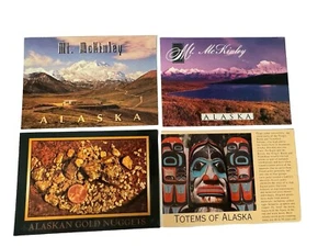 4 New Alaskan Mt. McKinley, Gold Nuggets, Totems Postcards 6” x  4 1/4” - Picture 1 of 6