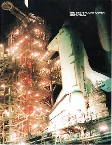 Estampillas de Estados Unidos - Cubierta de vuelo STS-8 USPS/NASA con carpeta (D491) - Imagen 1 de 2