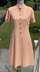 Vestido recto vintage años 60 naranja manga gorra cuello alto poliéster línea A talla M - Imagen 1 de 14