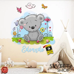 Adesivo murale adesivo parete bambina personalizzato ORSETTO DECORO IDEA REGALO - Picture 1 of 4