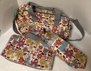 Landuo Floral Multi Pocket Wickeltasche Flaschentasche Wickelunterlage Set - Bild 1 von 9