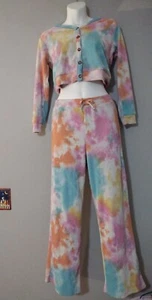 Self Esteem Girls Tie Dye Cropped Set Multicolored Sz L (14) Ribbed - Picture 1 of 5