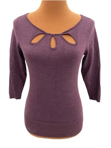New York & Company Womens XS Top Sparkle Metallic Wine Cutout Pullover Sweater - Picture 1 of 8