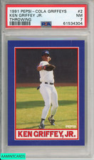 1991 PEPSI-COLA GRIFFEYS KEN GRIFFEY JR #2 THROWING MARINERS HOF PSA 7 NM