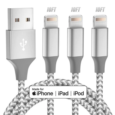 iPhone Charger 3pack 10FT Apple MFi Certified Long Lightning Cable Fast Charging - Image 1 of 4