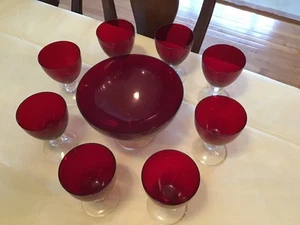 Lenox Ruby Red All Purpose Goblets Set of 8 and matching bowlfruits/chocolate - Picture 1 of 4