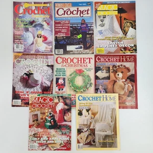 Lot of 8 Vtg 80s 90s Crochet Magazines Crocheting Patterns Project Design & More - Picture 1 of 11