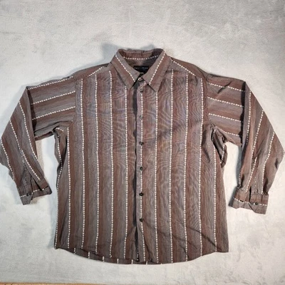 Crazy Horse Shirt Mens XL Brown Striped Aztec Southwest Country Western Cowboy - Image 1 of 4