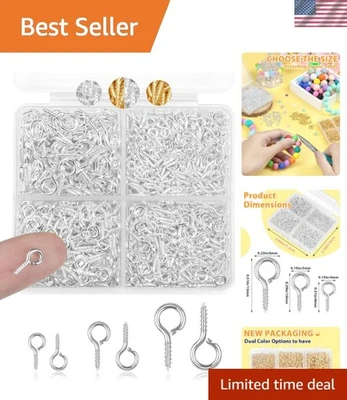 600pcs Mini Eyelet Screws for Craft Projects, Durable Gold & Silver Pins - Image 1 of 4