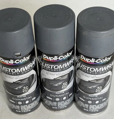 3 DUPLI-COLOR CWRC814 CUSTOM WRAP MATTE GUNMETAL REMOVABLE COATING EZ PEEL PAINT - Image 1 of 4