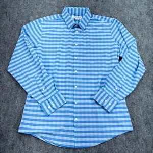 Mizzen Main Shirt Mens Large Blue Gingham Trim Performance Mensware Button Up - Picture 1 of 10