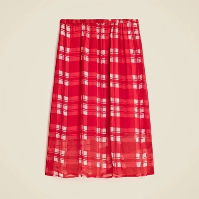 J Crew Gwen Knee Length Layered Slip Skirt Plaid Crinkle Chiffon Size Medium New - Image 1 of 4