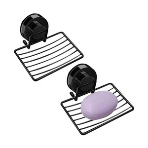 Black Shower Soap Holder 2 Packs Suction Cup Bar Soap Dish Stainless Steel So... - Picture 1 of 7