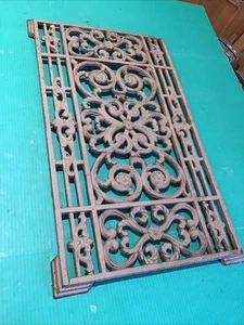 VINTAGE CAST IRON DOOR MAT 29" x 17.5" Heavy 23lbs Raised Legs Ornate - Picture 1 of 17