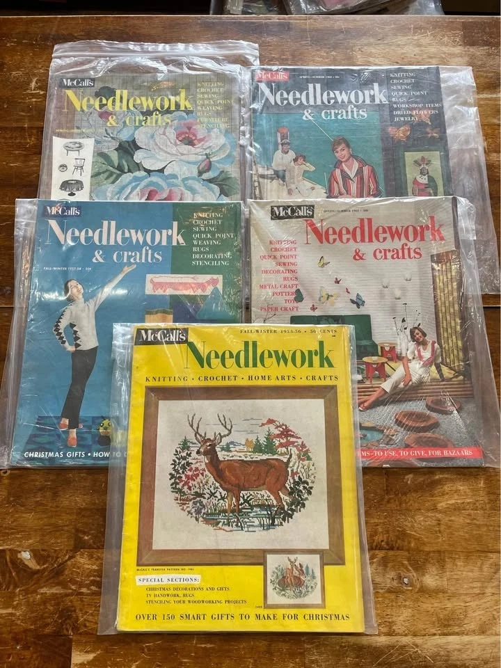 Lot of 5 vintage McCalls Needlework Magazines 1957, 1960, 1957, 1961, 1955 - Image 1 of 4