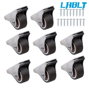 LABLT 8PCS 1" Mini Fixed Caster Wheels Silent Ball Bearing Small Casters Wheels - Picture 1 of 12