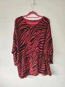 Bonmarche Women Long Jumper Pullover Size 22 black Red Animal Zebra Print Casual - Picture 1 of 8