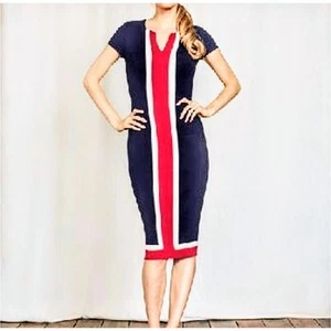 Boden NWOT Flora Ponte Colorblock Striped Sheath Dress 6R Navy blue red white - Picture 1 of 18