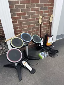 Xbox 360 Rock Band Bundle, Drums, Guitars, Games, Mic Ready To Rock - Picture 1 of 23
