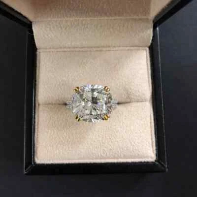 3 Ct Cushion Cut VVS1 Lab Created Diamond Engagement 14K White Gold Finish Ring - Image 1 of 3