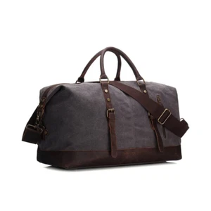 Handmade Waxed Canvas with Leather Trim Holdall Travel Duffle Bag - Picture 1 of 8