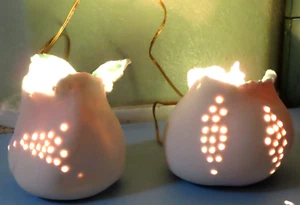 Handmade Pottery Clay Up Light Fixtures Lamps by Artist Coni Kalinowski Set of 2 - Picture 1 of 13