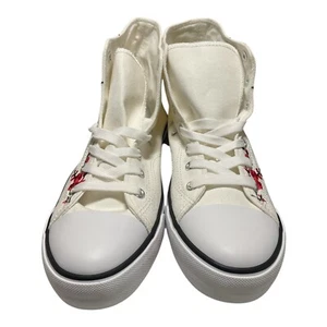 Women’s High Top Canvas Sneakers Floral Embroidered Size 10 US Streetwear New - Picture 1 of 9