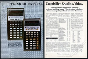 Texas Instruments TI SR51 SR50 1975 calculadora foto anuncio impreso vintage - Imagen 1 de 7