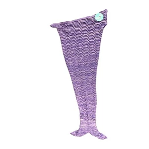 Catalonia Adults Mermaid Tail Knitted Blanket Purple Women's Button 35" NWT - Picture 1 of 4